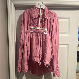 Universal Thread Pink Striped Shirt and Shorts Set